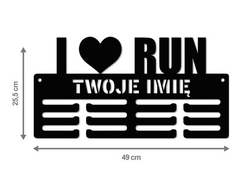 Wieszak na medale I LOVE RUN twoje imię dowolny tekst 47.1 na Arena.pl