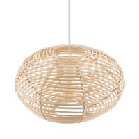 Lampa wisząca Rattan 11153 klatka cage japandi drewniana metalowa biała