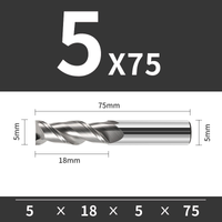 Frez trzpieniowy VHM 2-ostrzowy do aluminium Rozmiar: Ø5x18x5Dx75L