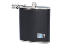 Piersiówka ze Stali Nierdzewnej Kieszonkowa Czarna Ekoskóra 7 OZ ok. 210 ml