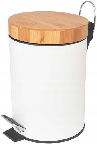 Kosz na śmieci łazienkowy 3l bambus śmietnik do wc łazienki kuchni biały na Arena.pl
