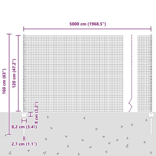 Ogrodzenie z słupkami Zielony 1.2 x 50 m Stal na Arena.pl
