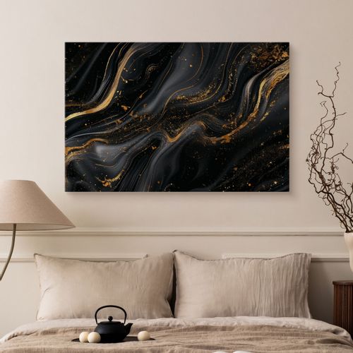 Obraz Do Sypialni Czarny Marmur Styl Glamour Abstrakcja 70cm x 50cm na Arena.pl