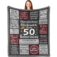 Koc narzuta na 50 urodziny prezent dla niego miękka flanela 150x130 cm