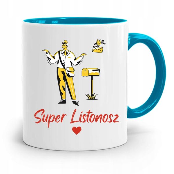 Kubek Błękitny Prezent Dla Listonosza Super Z Nadrukiem Ze Zdjęciem zdjęcie 1