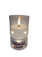 Świeca biała led subito 313 z łańcuszkiem ciepła barwa 12,5*7 cm