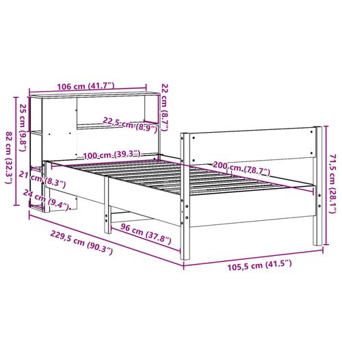 Łóżko z regałem, bez materaca, woskowy brąz, 100x200 cm, sosna na Arena.pl