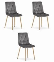 Krzesło ciemnoszare tapicerowane LIBRA welur 3 szt. loft nowoczesne