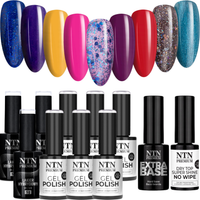 NTN Zestaw 9 kolorów Multicolor Collection 5g + baza i top GRATIS