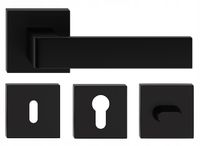 KLAMKA DRZWIOWA RUMBA KOLOR CZARNY KOMPLET ROZET