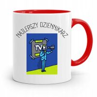 Kubek Czerwony Prezent Dla Dziennikarza Reportera Z Nadrukiem Ze Zdjęciem