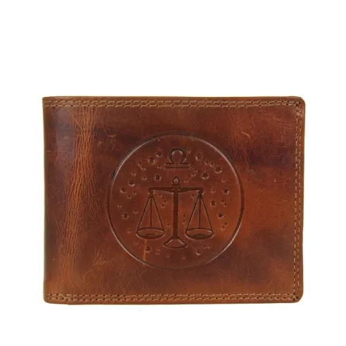portfel męski brązowy poziomy ze znakiem zodiaku na Arena.pl