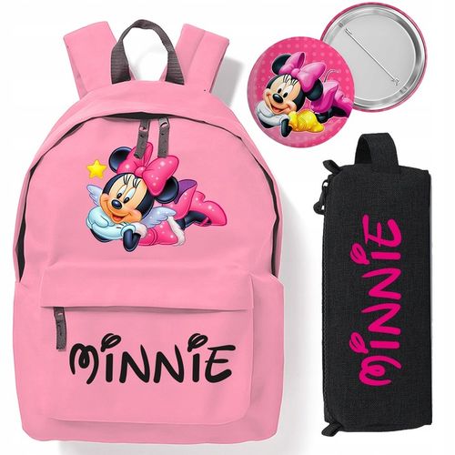 Zestaw Do Szkoły Czerwony Plecak + Piórnik + Pin MINNIE MOUSE Bajka Wzory na Arena.pl