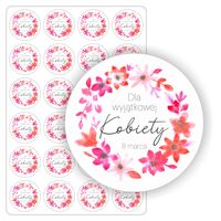 NAKLEJKI DZIEŃ KOBIET pracy szkoły przedszkola upominek 24szt. 5cm