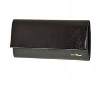 Laura Biaggi - elegancka torebka wizytowa czarna lakier łańcuszek JP115