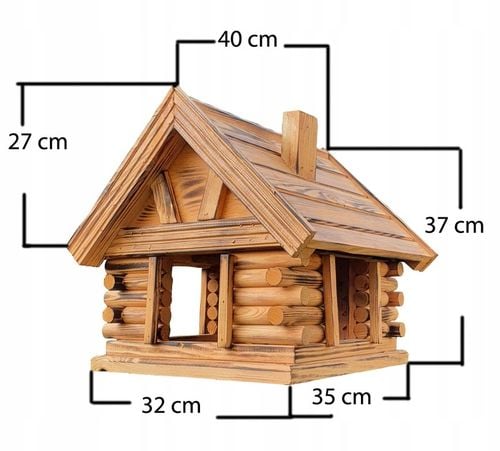 Drewniany solidny, duży karmnik dla ptaków, ozdoba ogrodu, na Arena.pl