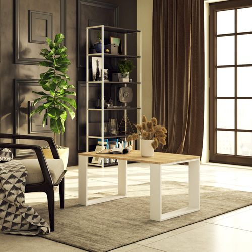 Stolik kawowy NOX 92 cm ława kawowa - dąb sonoma biała na Arena.pl