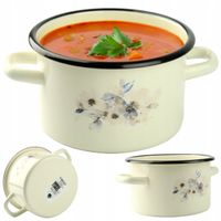 GARNEK TRADYCYJNY EMALIOWANY 5,5L 22CM ZDOBIONY WZÓR JAŚMIN GAZ INDUKCJA