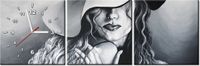 30 90CM OBRAZ 3 ELEM SZARA DAMA ŚCIENNY PŁOTNO DRUK