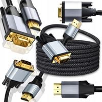 DŁUGI KABEL ADAPTER PRZEWÓD HDMI do VGA FULL HD 1080P GOLD