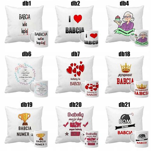 Zestaw 2 poduszki 2 kubki z nadrukiem prezent Dzień Dziadka i Babci wzory na Arena.pl