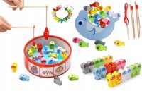 GRA DREWNIANA DELFIN ŁOWIENIE RYBEK WĘDKI KORALE