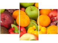 90X60CM OBRAZ OWOCE WARZYWA TRZY OBRAZY