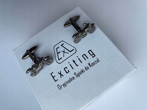 Czarne spinki do mankietów EXC Motocykl Motor Cross Enduro KTM Racing Tytan na Arena.pl