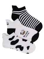 Skarpety stopki biało-czarne z krówką na zapiętce 3PAK 36-41 YOCLUB