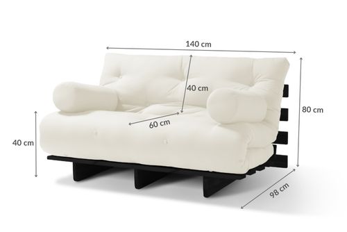 Sofa Futon Black 140x200 cm z funkcją spania MO08 + komplet poduszek na Arena.pl