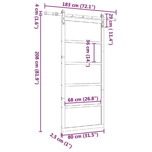 Drzwi przesuwne Brązowy 80 x 208 cm Lite drewno sosnowe na Arena.pl