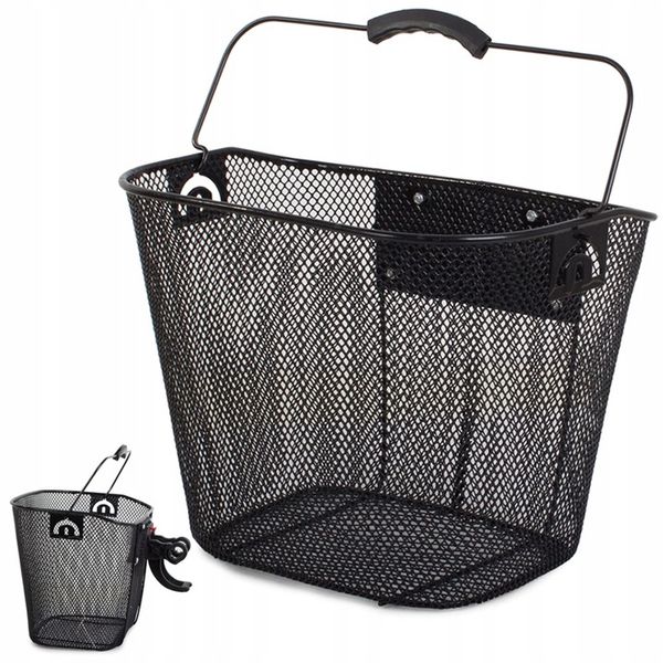 DUŻY KOSZ NA ROWER METALOWY KOSZYK ROWEROWY CLICK NA KIEROWNICĘ zdjęcie 1