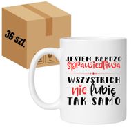 KUBEK "JESTEM SPRAWIEDLIWA - WSZYSTKICH NIE LUBIĘ TAK SAMO" Wzór - Klasyczny 330 ml - 36 sztuk