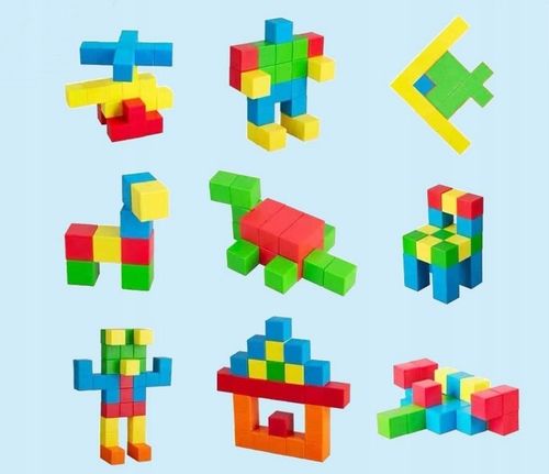 KLOCKI MAGNETYCZNE KOSTKA KOLOROWE SZEŚCIANY FIGURY 3D 69 elementów na Arena.pl