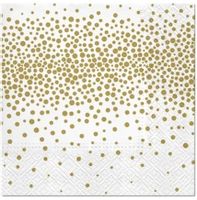 Serwetki papierowe białe ze złotym konfetti, 20 szt.