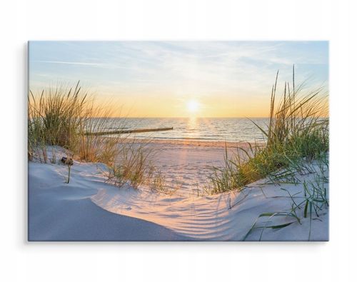 OBRAZ NA PŁÓTNIE MORZE PLAŻA ZACHÓD SŁOŃCA NA ŚCIANĘ DO SALONU 3D na Arena.pl
