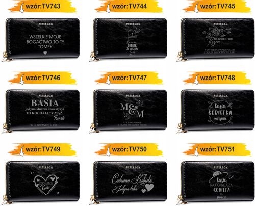 Portfel damski skórzany czarny GRAWER prezent na urodziny twój napis imię na Arena.pl