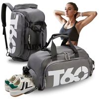 Torba sportowa fitnes na trening siłownię podróż na ramię Ciemno Szara