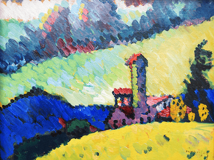 Reprodukcje obrazów Study for Landscape with tower - Wassily Kandinsky Rozmiar - 60x45