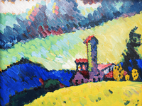 Reprodukcje obrazów Study for Landscape with tower - Wassily Kandinsky Rozmiar - 60x45