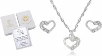 KOMPLET BIŻUTERII SREBRNEJ SERCA Z CYRKONIAMI NA KOMUNIĘ NA BIERZMOWANIE
