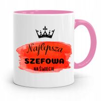 Kubek Różowy Prezent Dla Szefa Najlepsza Szefowa Z Nadrukiem Ze Zdjęciem