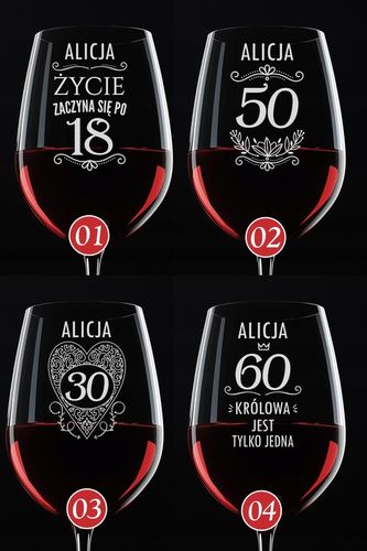 Kieliszek do Wina z grawerem prezent na 18 30 40 50 URODZINY 440 ml + na Arena.pl