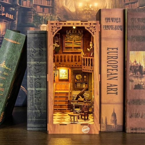 PUZZLE 3D PODPÓRKA DO KSIĄŻEK LED DIY MINIATUROWY DOMEK DREWNIANY BV02-003 na Arena.pl