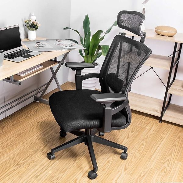 Regulowany Fotel Biurowy Techly, Wentylowane oparcie, Zagłówek 105711 zdjęcie 6