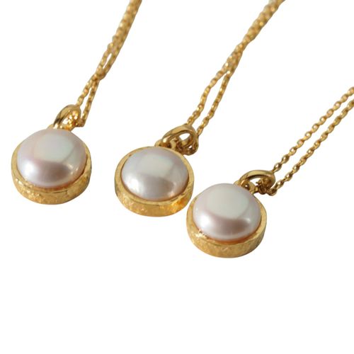 Naszyjnik srebrny złocony - Perła okrągła na łańcuszku 45 cm na Arena.pl