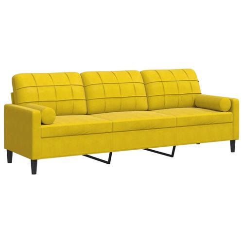 3-osobowa sofa z poduszkami, żółta, 210 cm, aksamit na Arena.pl