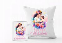 Zestaw PODUSZKA i KUBEK nadruk PREZENT dla mamy z imieniem dziecka