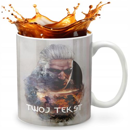 KUBEK 330ml GRAFIKA PREZENT ŚWIĘTA WZÓR - GRA SERIAL WIEDŹMIN + IMIĘ na Arena.pl