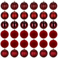 Bombki choinkowe 36 szt. zestaw dekoracji świątecznych, nietłukące, czerwone